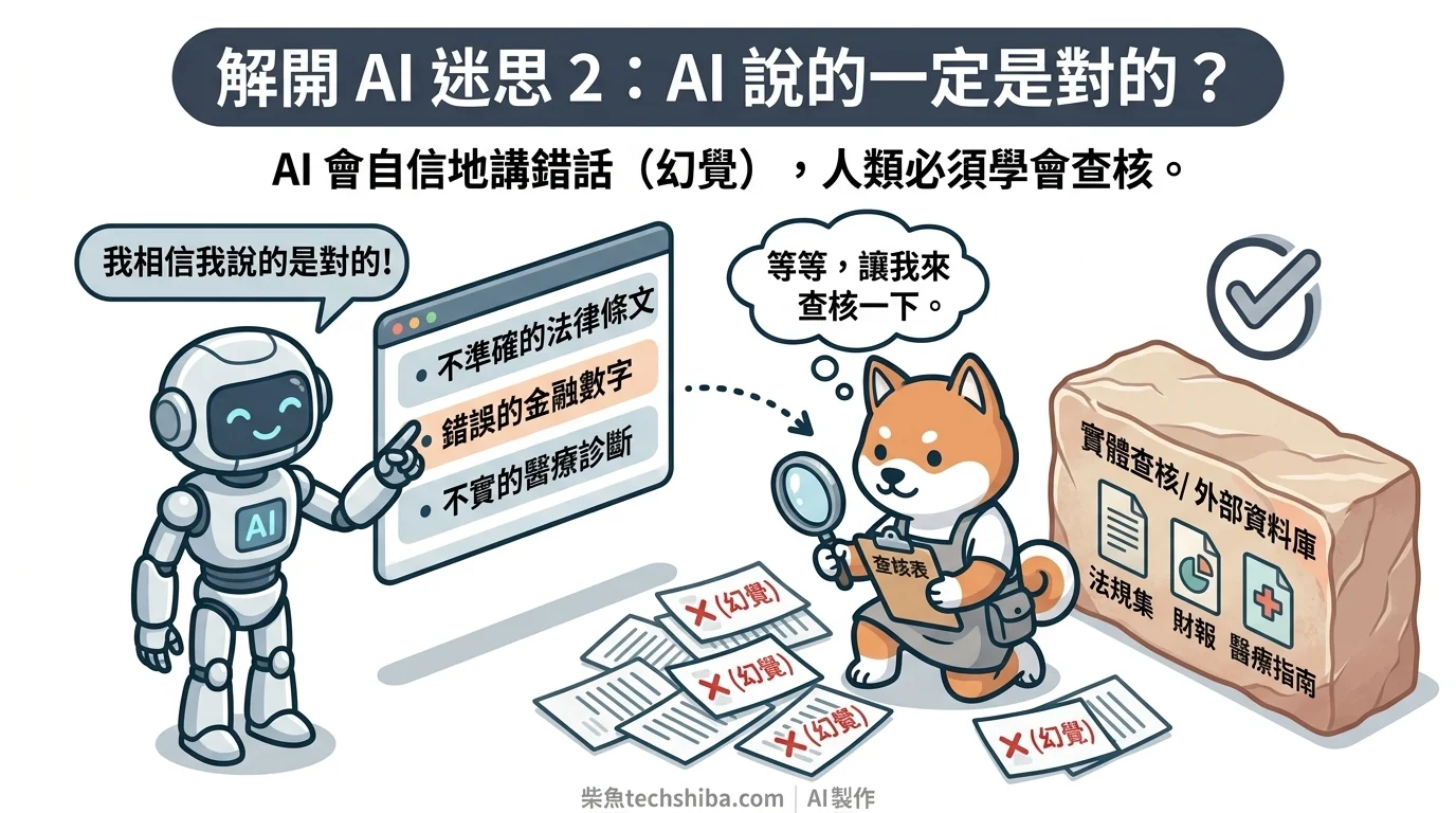 AI 幻覺示意 — 自信地說錯話