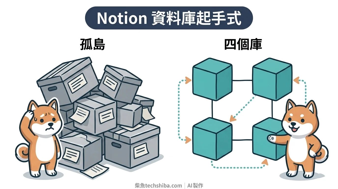 Notion 個人資料庫起手式：打造第二大腦的四個核心資料庫